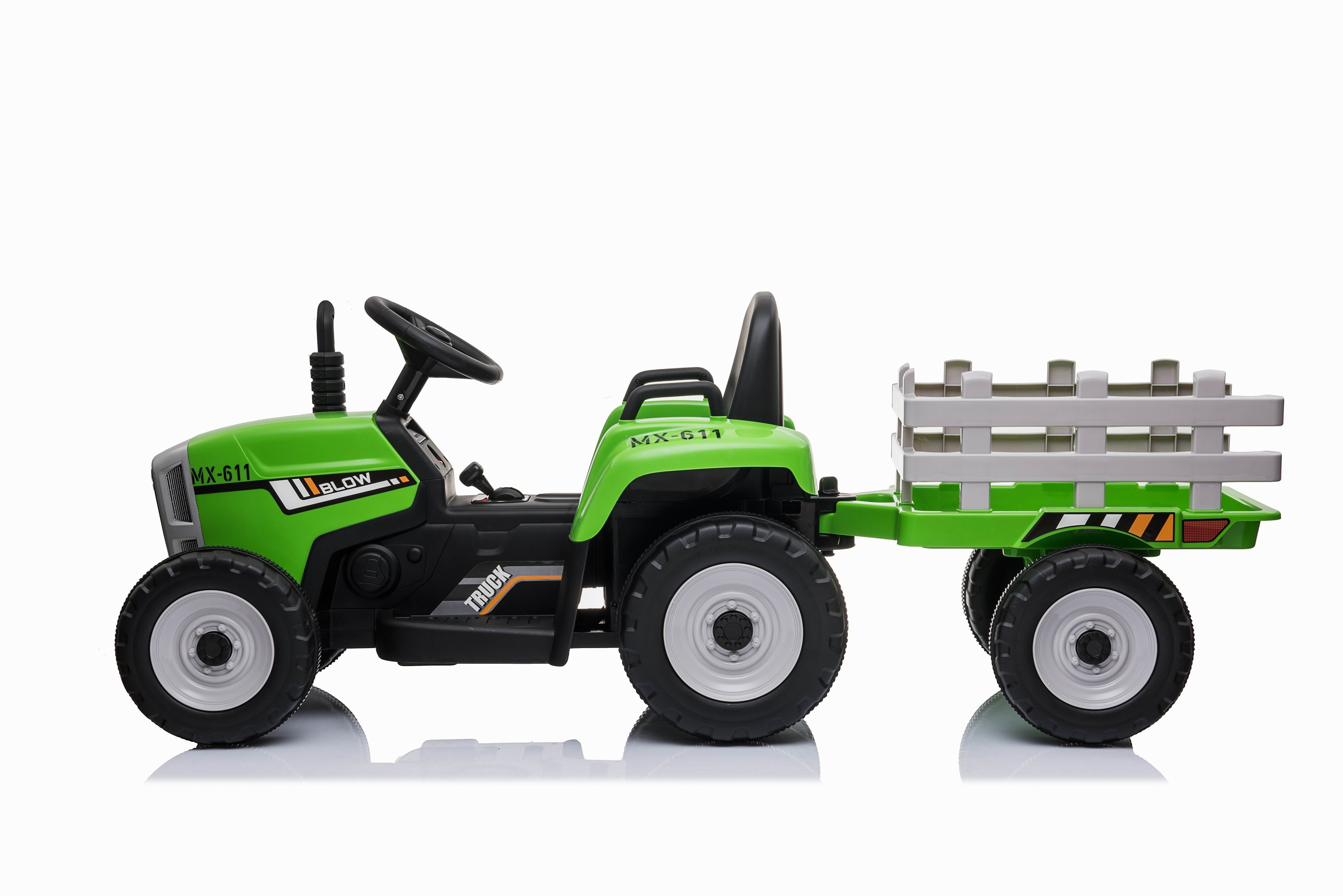 Детский электромобиль XMX трактор с прицепом (зеленый, EVA, пульт, 12V) - XMX611-GREEN