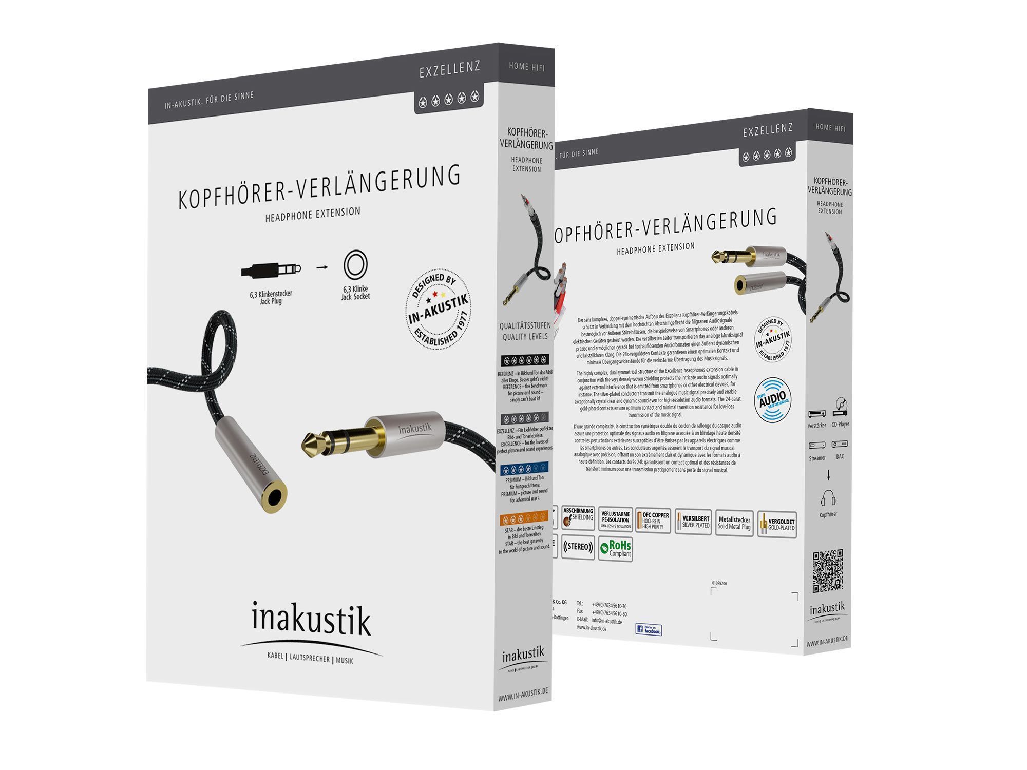 Inakustik Exzellenz Extension Audio Cable 3,0m 6.3mm jack 6.3mm jack(F) кабель межблочный