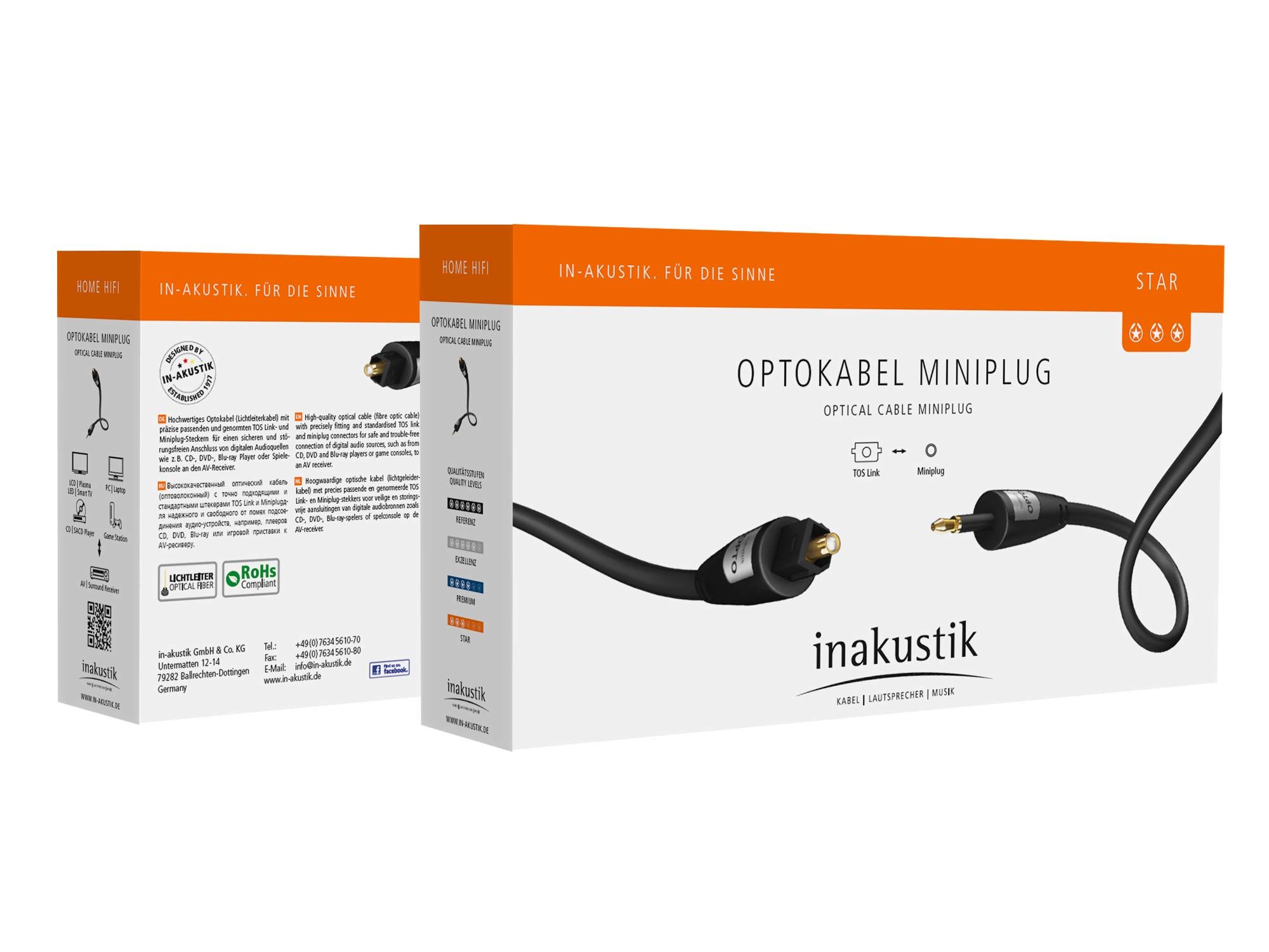 Inakustik Star Optical Cable Toslink - Miniplug 1.5 m кабель межблочный