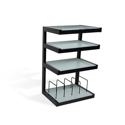 NorStone Esse Hifi VInyl Blk/Fr стойка под Hi-Fi аппаратуру, матовые белые полки, черные стойки, ширина 570/510 мм (NORESSHFVBKFD)