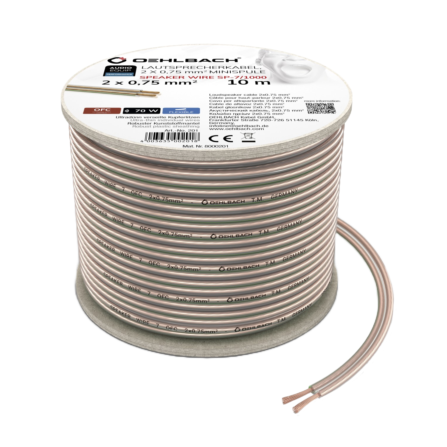 Oehlbach PERFORMANCE Speaker Wire SP-7 20M Spool clear Акустический кабель D1C202