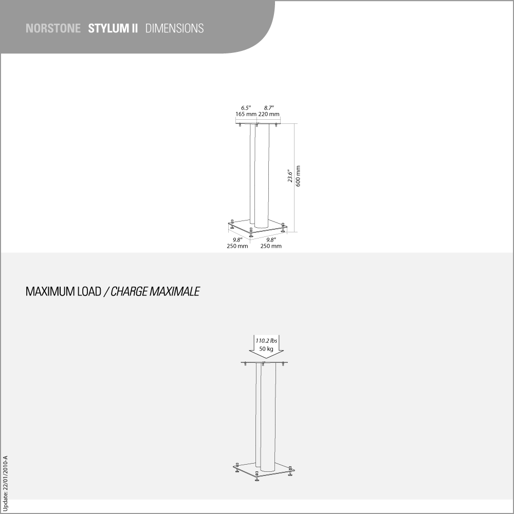 NorStone Stylum 2 white satin подставки под акустические системы, белые, высота 60см (NORSTY2BWTS)
