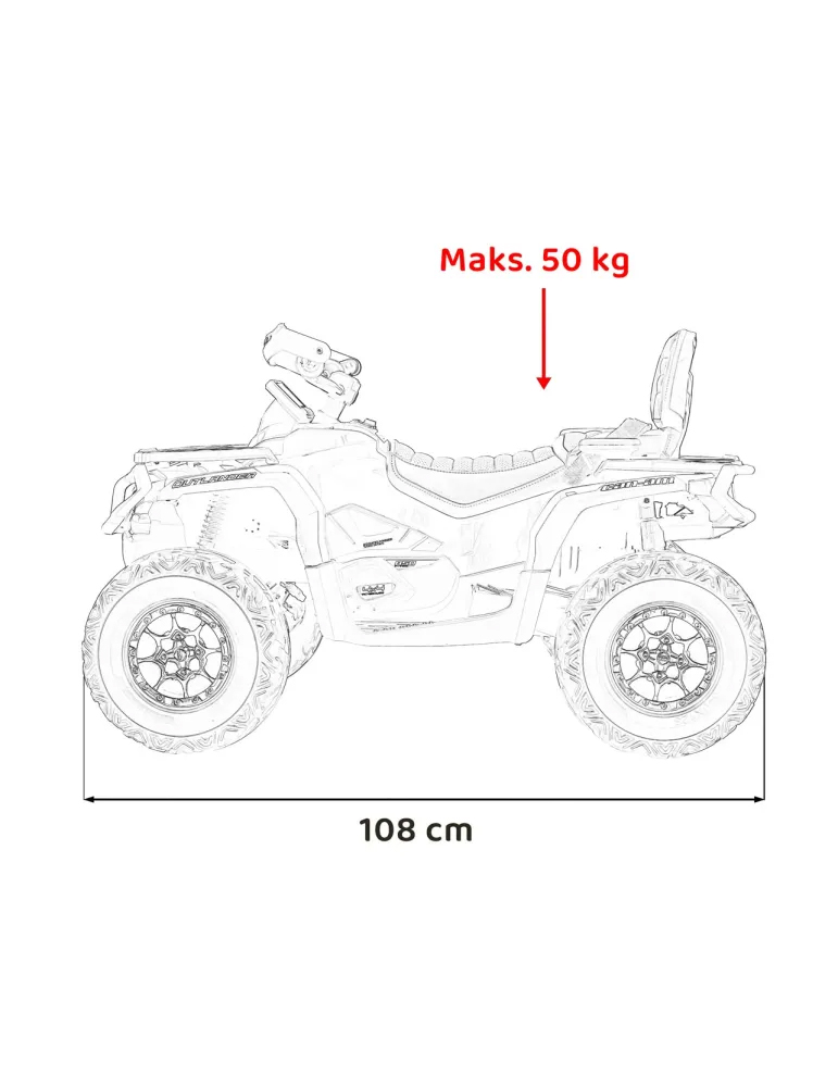 Детский квадроцикл двухместный BRP Can-Am Outlander (24V, полный привод, черный) - DK-CA005-BLACK