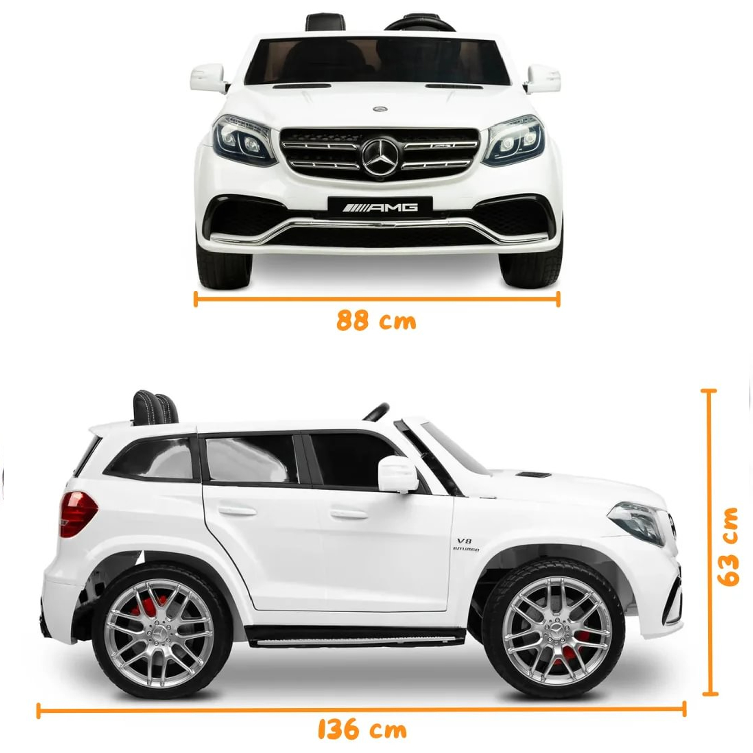 Электромобиль Mercedes Benz GLS63 (белый, 4WD, 12V) - HL228