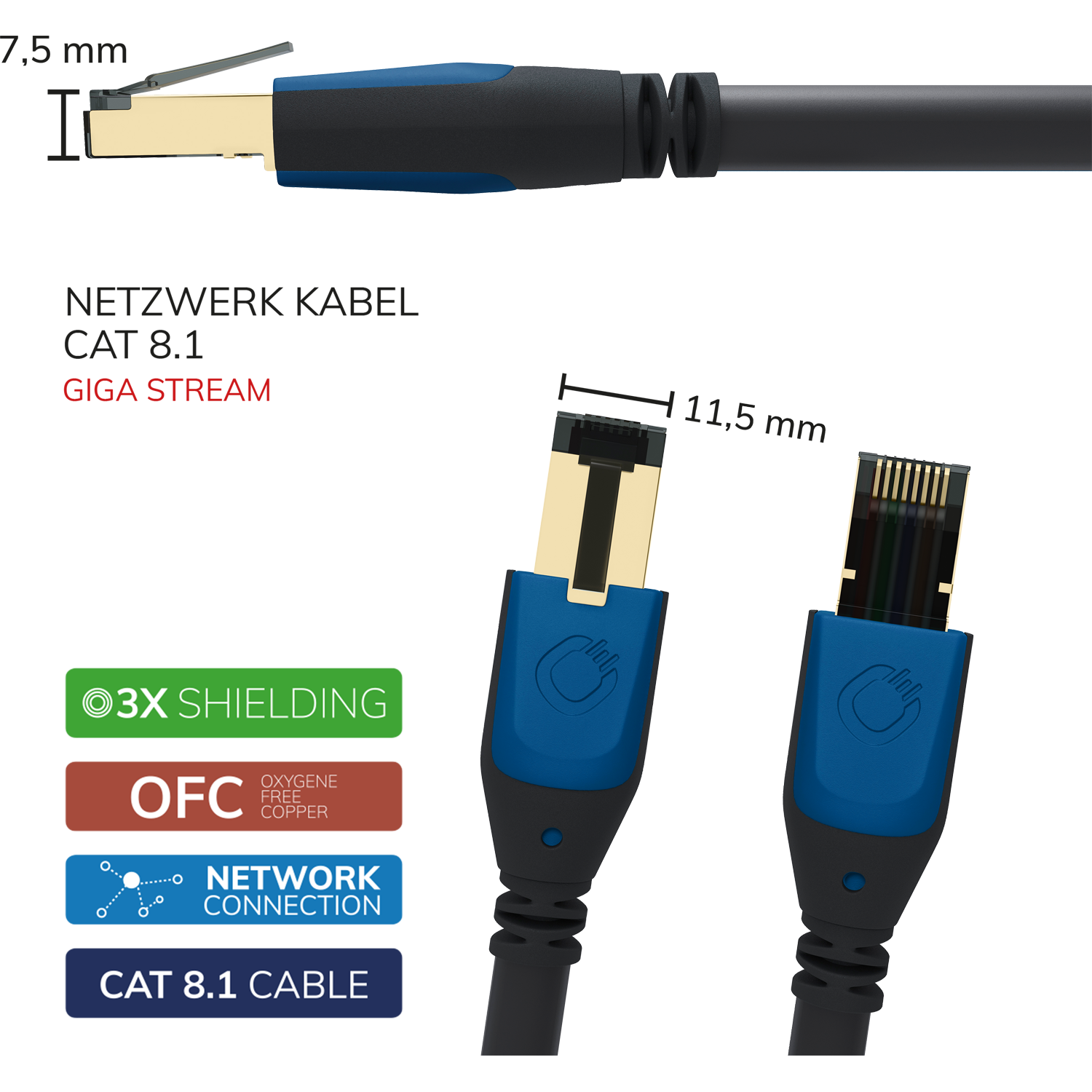Oehlbach PERFORMANCE Giga Stream Cat 8.1 1,0m Ethernet кабель D1C19352