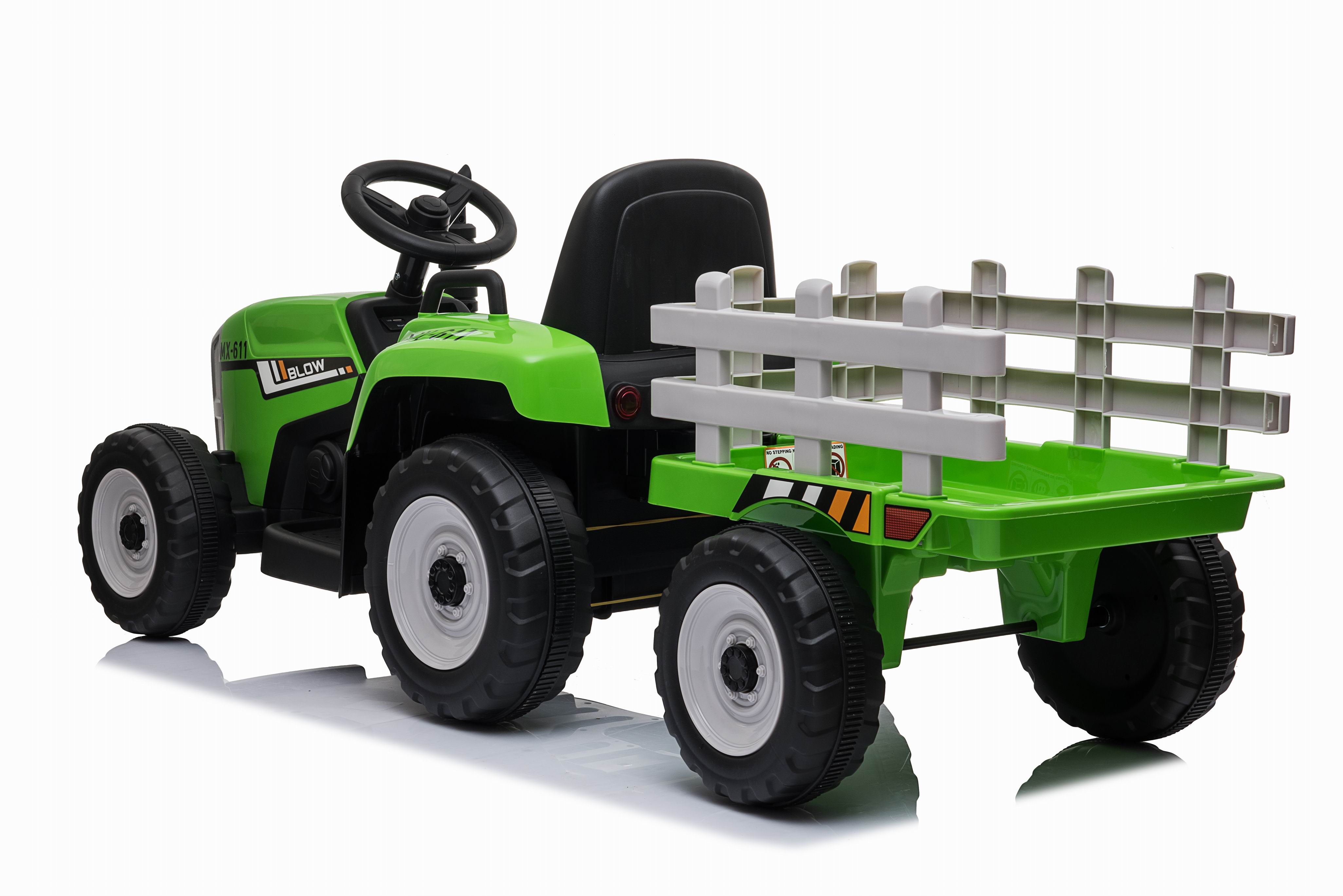 Детский электромобиль XMX трактор с прицепом (зеленый, EVA, пульт, 12V) - XMX611-GREEN