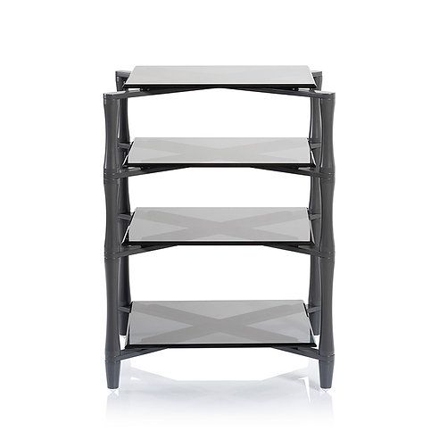 NorStone SLENDER HIFI GUNMETAL стойка под Hi-Fi аппаратуру, толстое черное стекло, темно-серые стойки, ширина 600/550мм