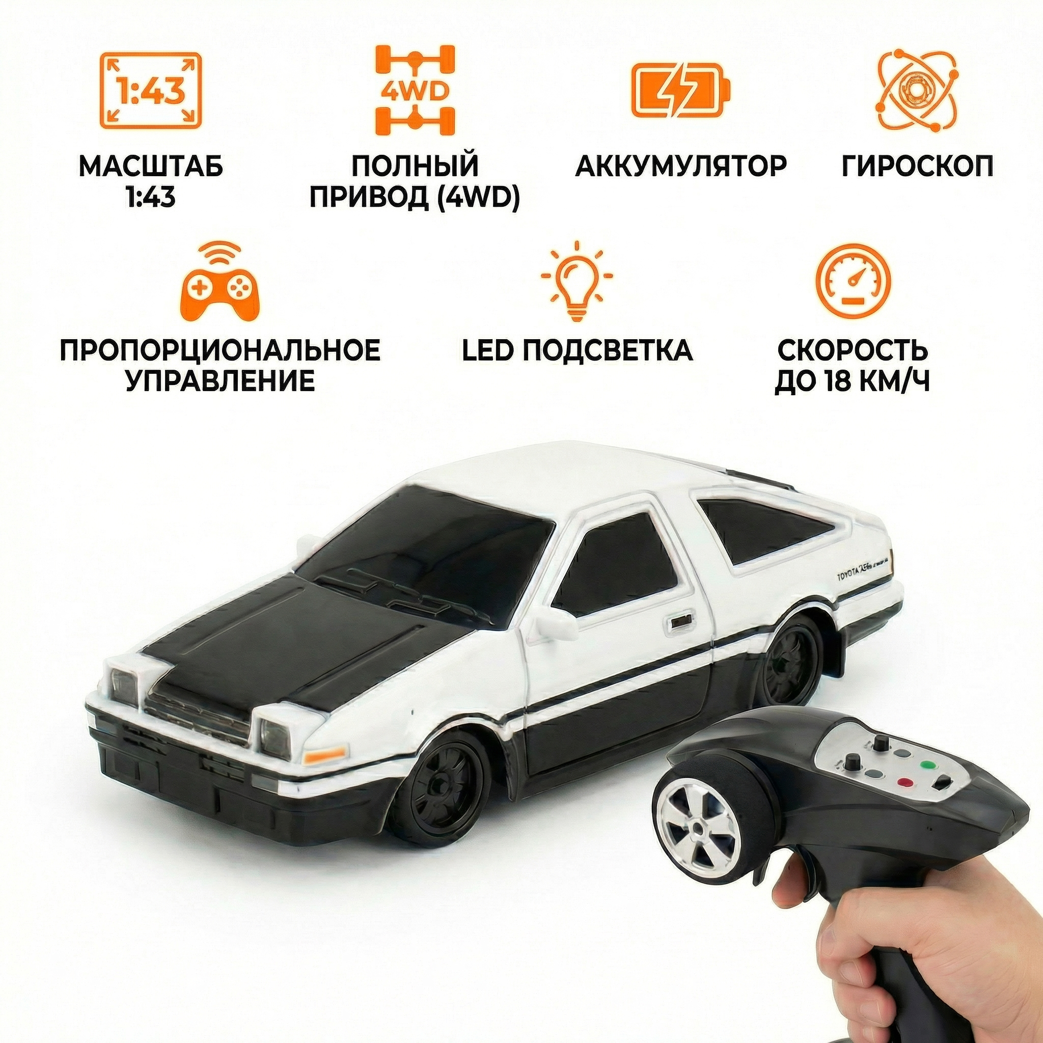 Радиоуправляемая дрифт машина Toyota AE86 1:43 - RC43-A1
