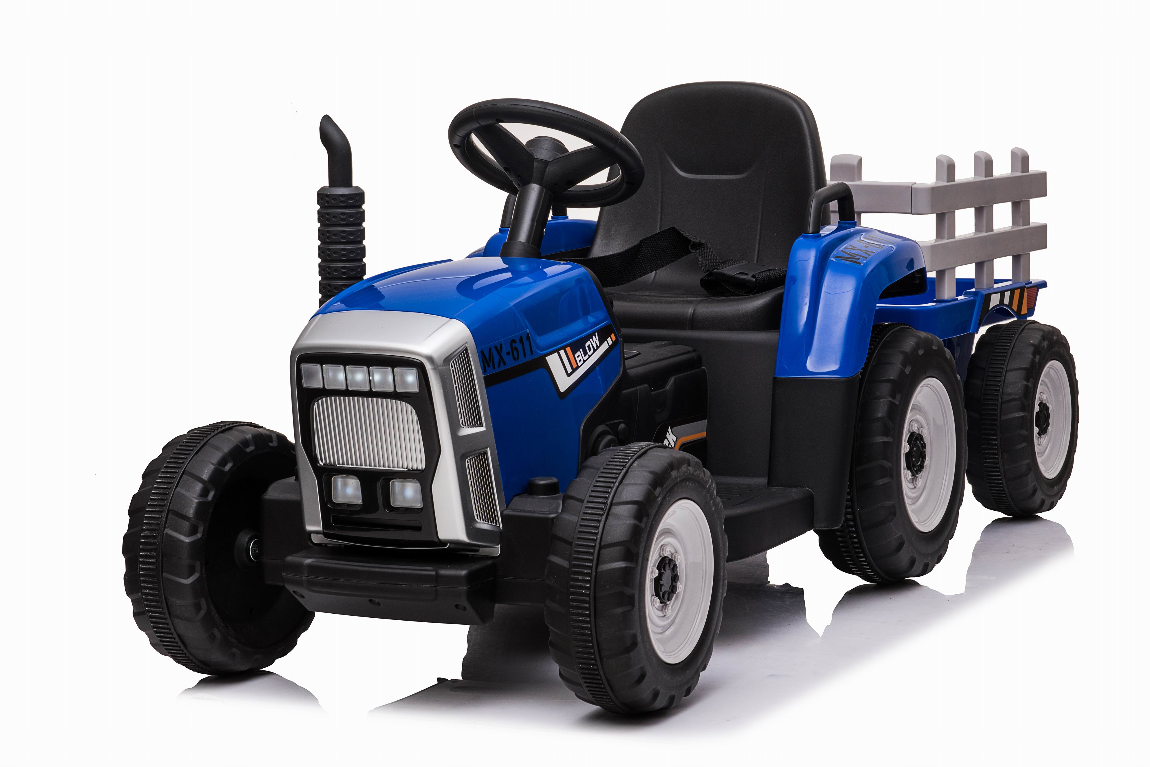 Детский электромобиль XMX трактор с прицепом (синий, EVA, пульт, 12V) - XMX611-BLUE