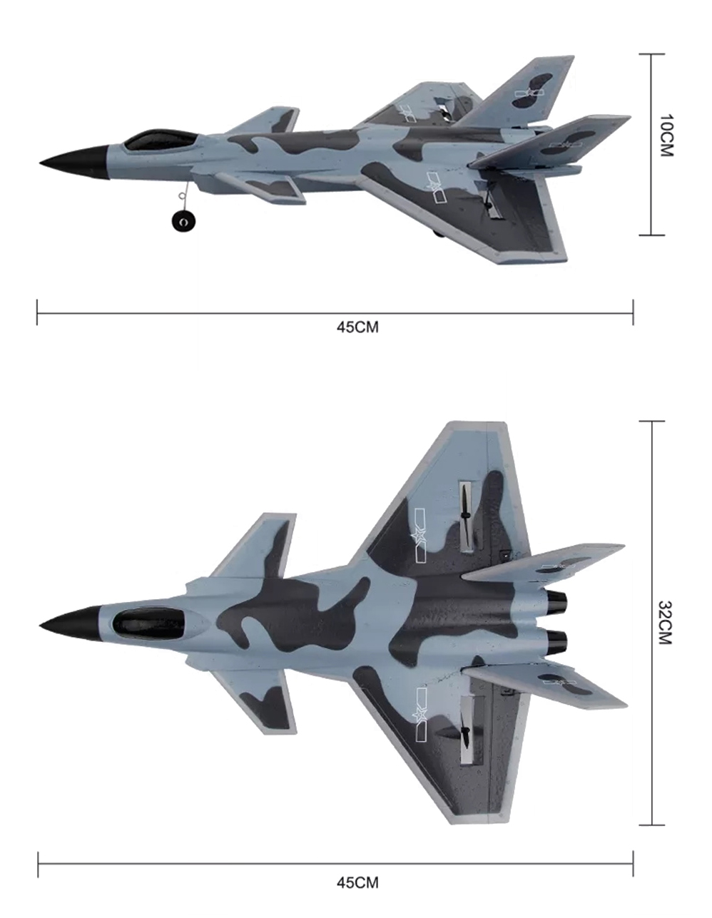 Радиоуправляемый самолет Fei Xiong J-20 RTF 2.4G - FX830-GREY