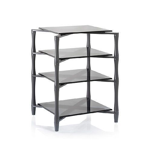 NorStone SLENDER HIFI GUNMETAL стойка под Hi-Fi аппаратуру, толстое черное стекло, темно-серые стойки, ширина 600/550мм
