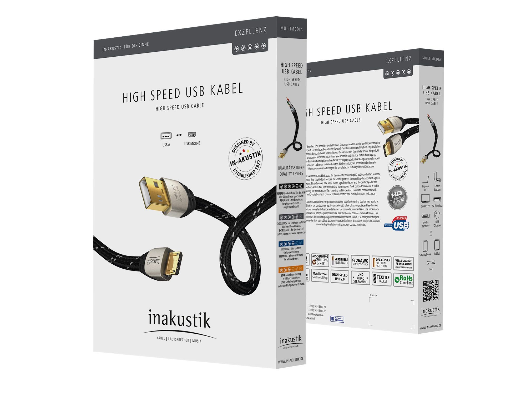 Inakustik Exzellenz High Speed Micro USB 2.0 1.0 m кабель межблочный