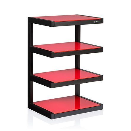 NorStone Esse Hifi Red стойка под Hi-Fi аппаратуру, красные полки, черные стойки, ширина 570/510 мм (NORESSBHIFRD)