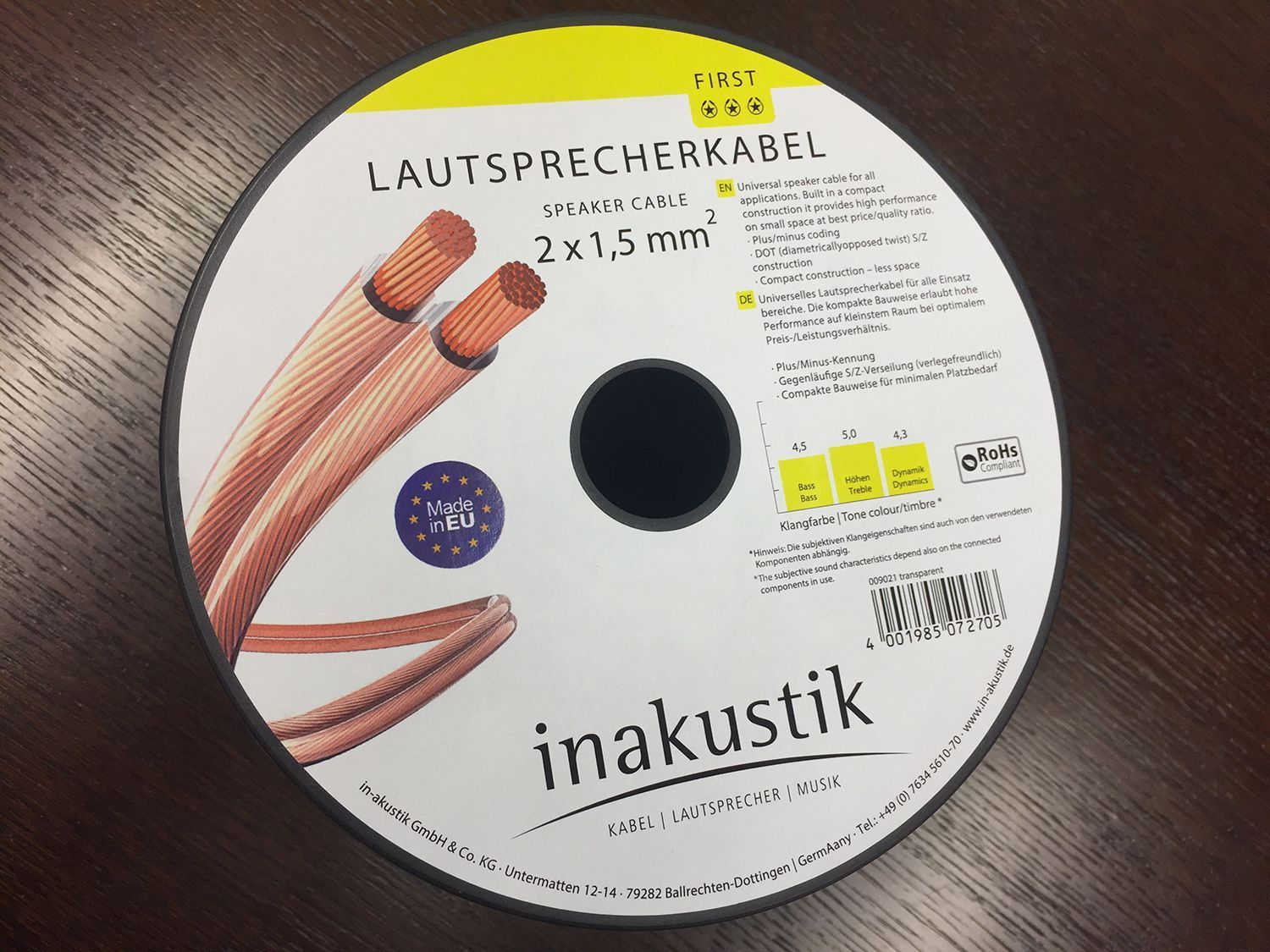 Inakustik Install LS cable 2 x 1.5 mm2 180 m кабель акустический