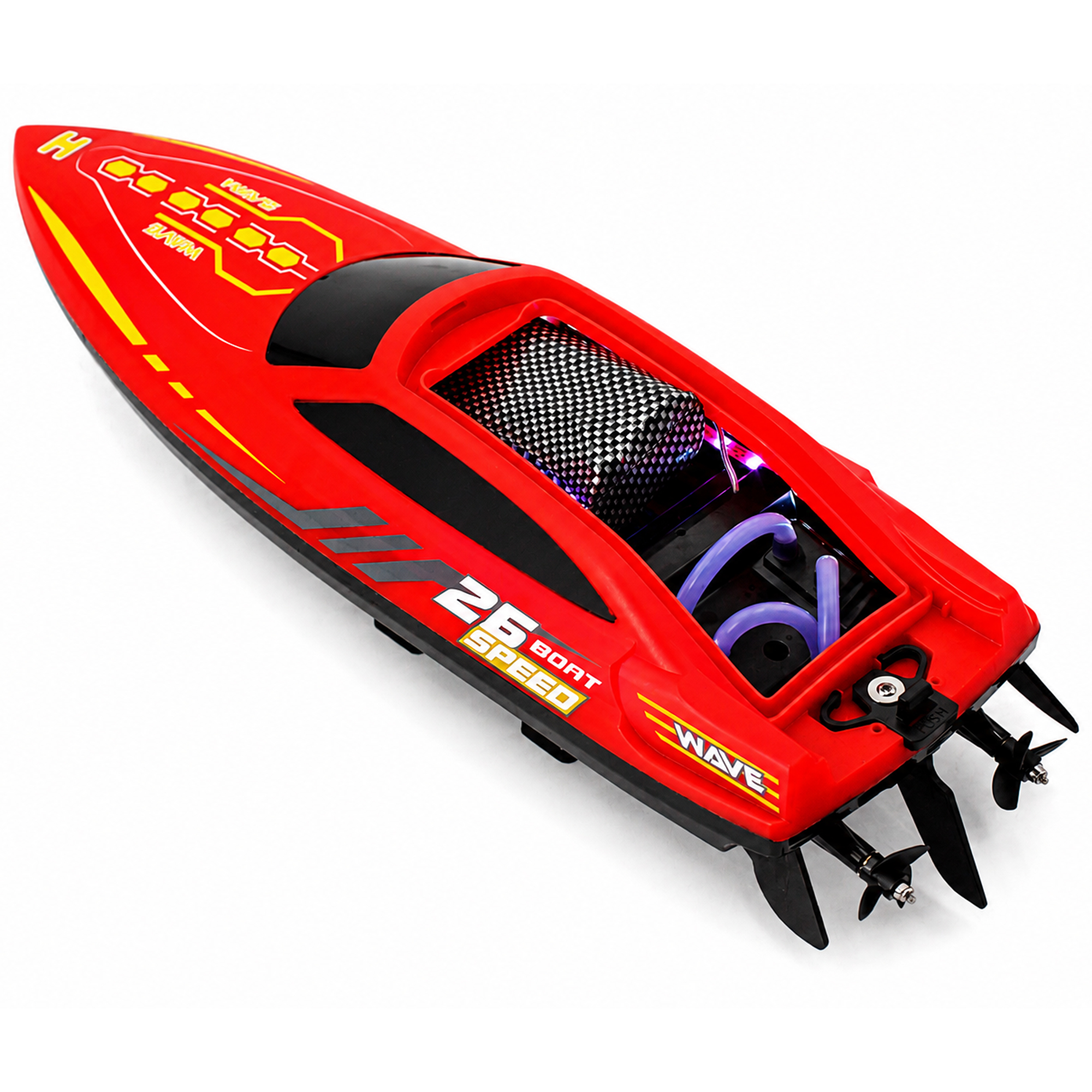 Радиоуправляемый катер NeptuBlade (25 км/ч, 32 см, 30 мин, 7 видов подсветки) - HJ826B-RED