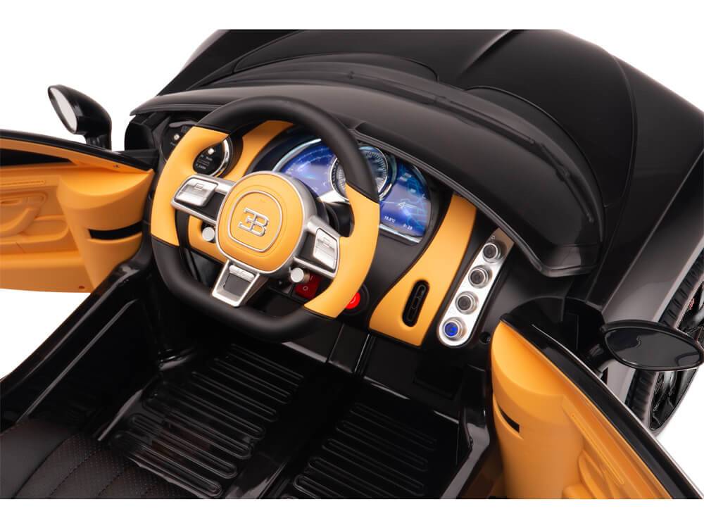 Детский электромобиль Bugatti Chiron (черный лак, 12V) - HL318