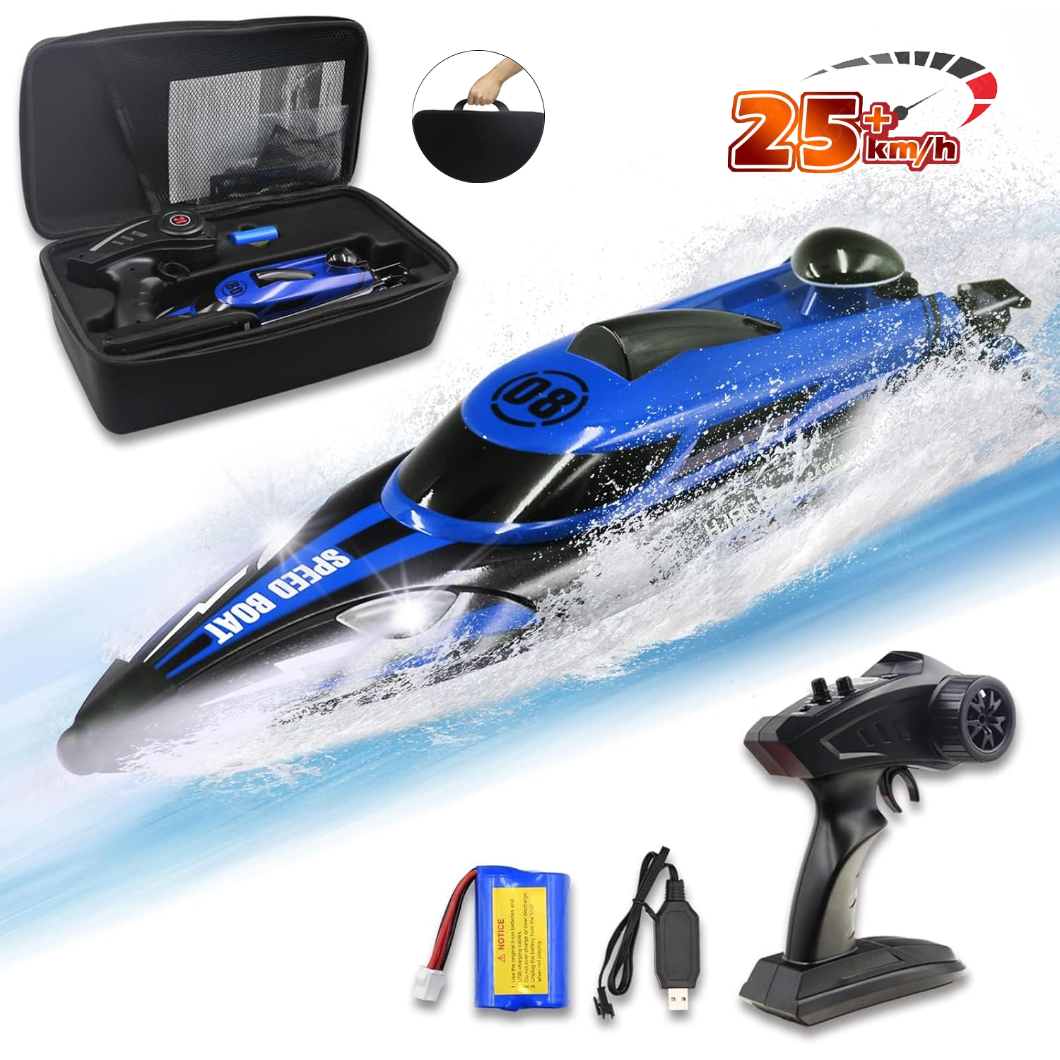 Радиоуправляемый катер Blue SpeedBoat с сумкой (36 см, 25 км/ч) - HJ808-A2-BAG