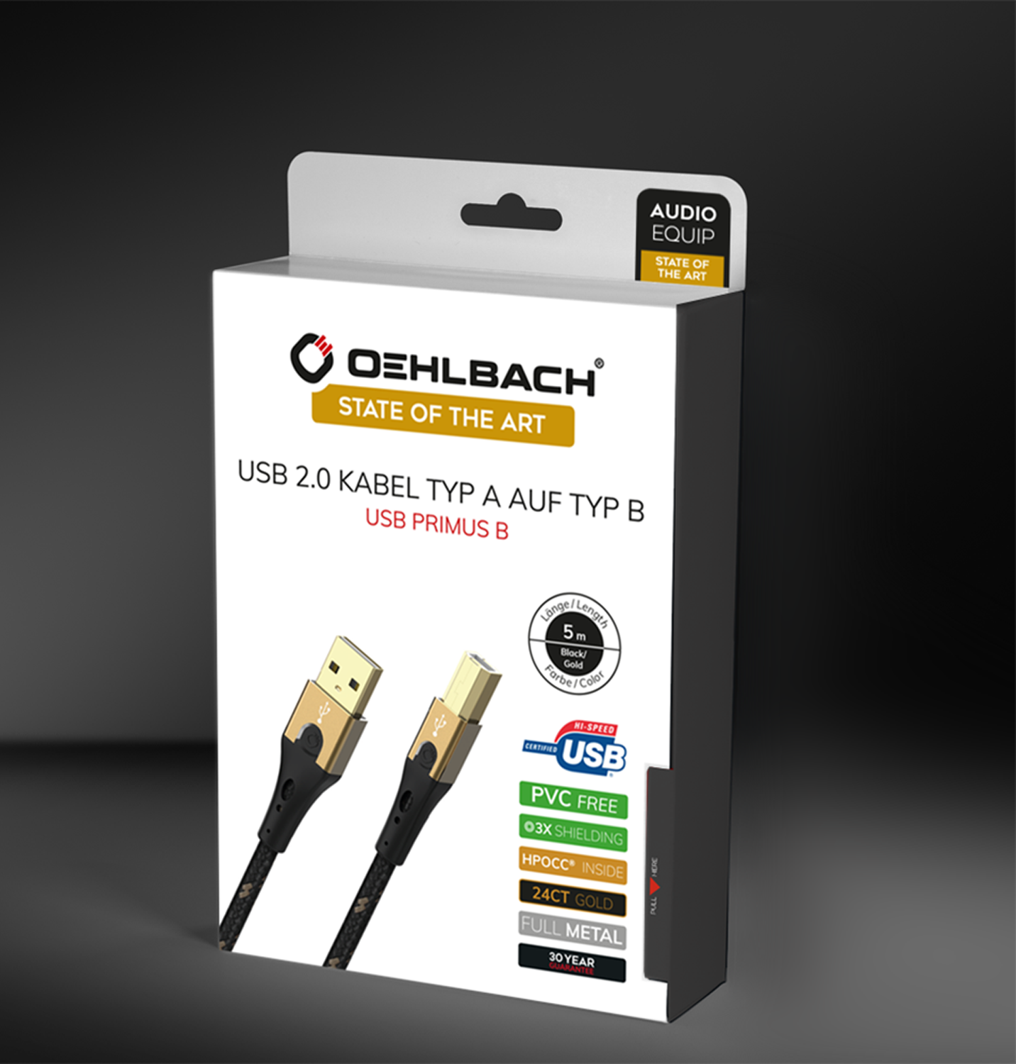OehlbachSTATE OF THE ART USB Primus B USB 2.0 TypeA-TypeB 1,0m USB кабель D1C9541