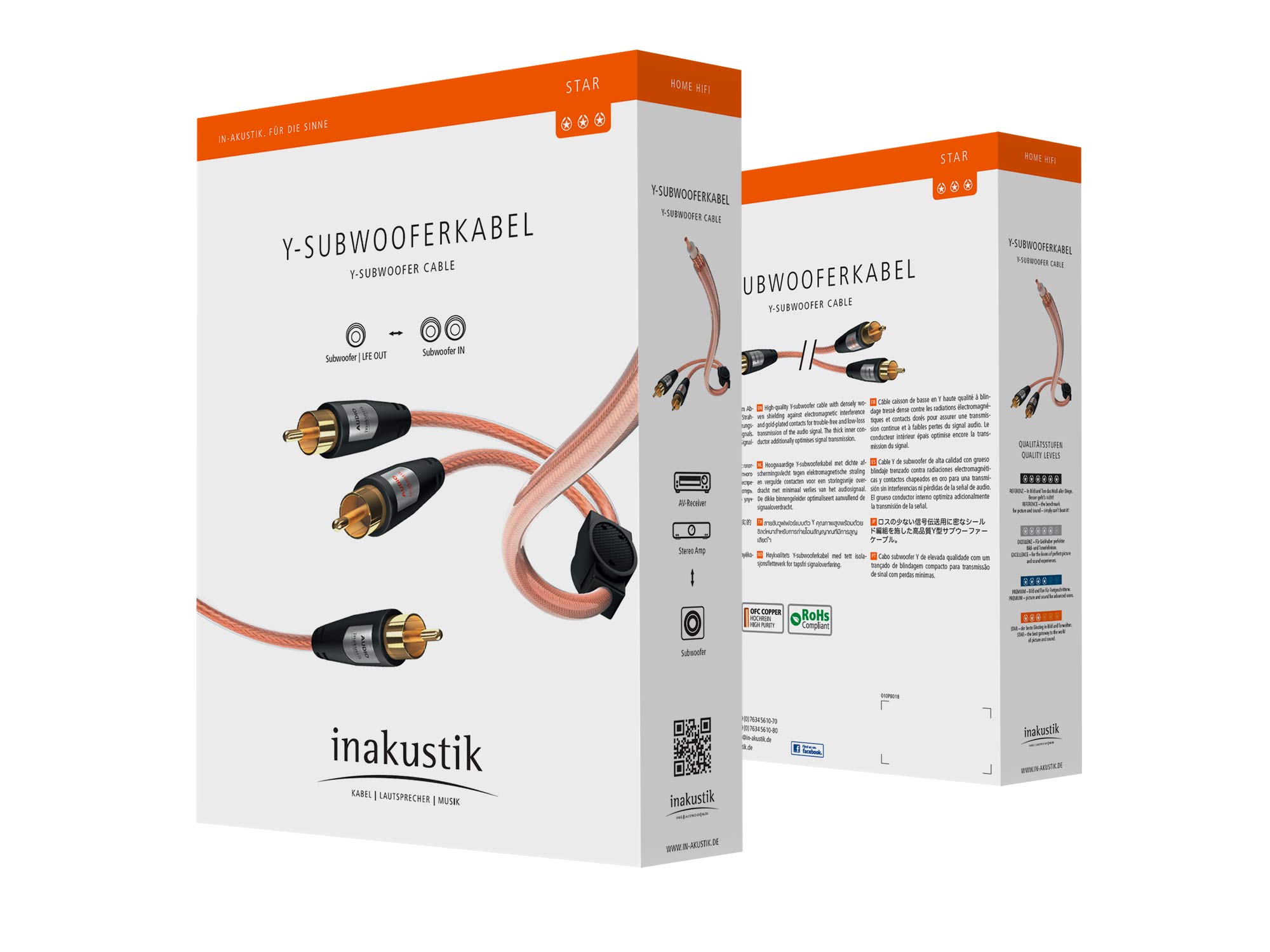 Inakustik Star Audio Cable Y-Sub RCA <> 2RCA 12 m кабель сабвуферный