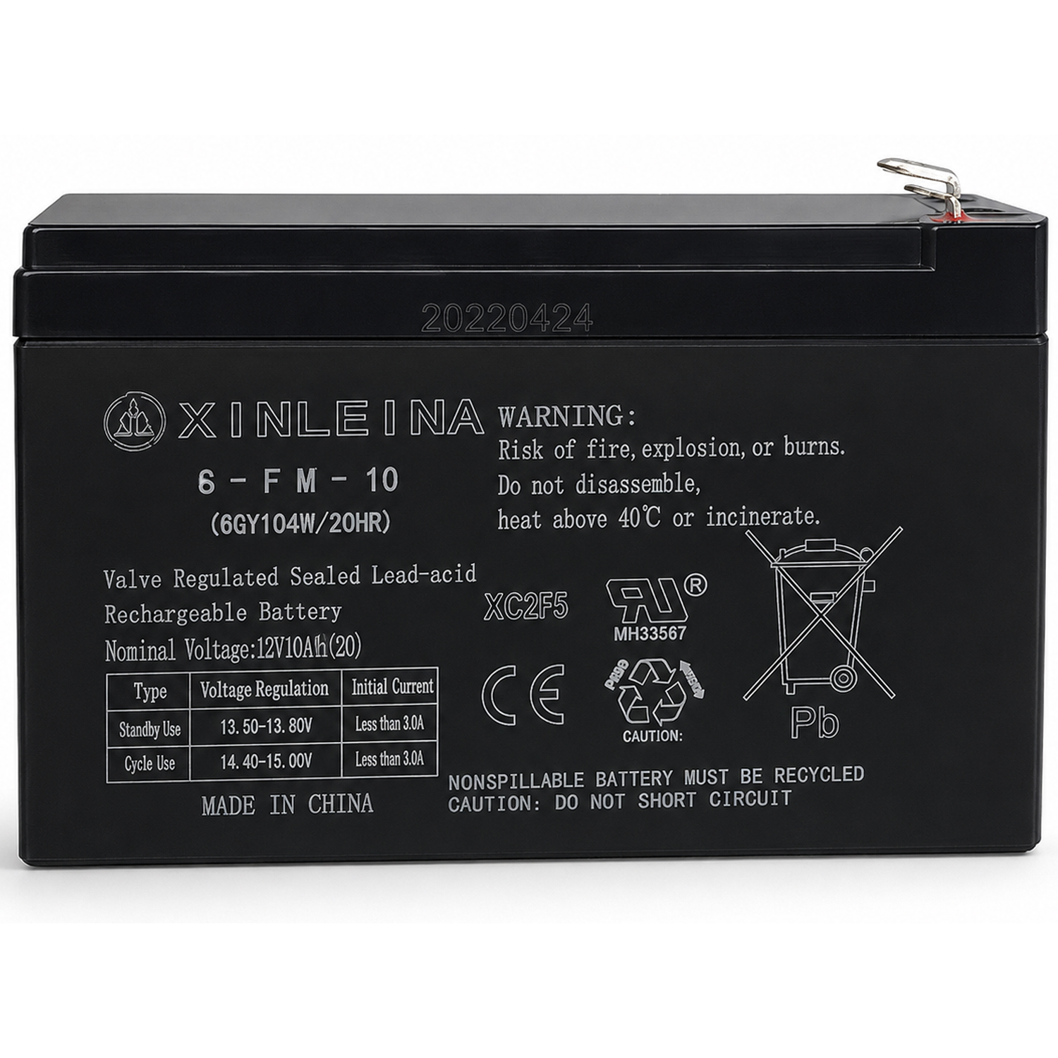 Аккумулятор XINLEINA 12V10Ah/20Hr - X-6FM10