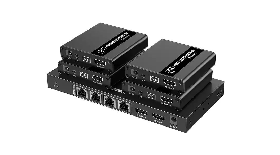Lenkeng разветвитель-удлинитель 1*4 HDMI по витой паре CAT6/7 до 40/70 м, 4K,  RS232, ИК LKV724P