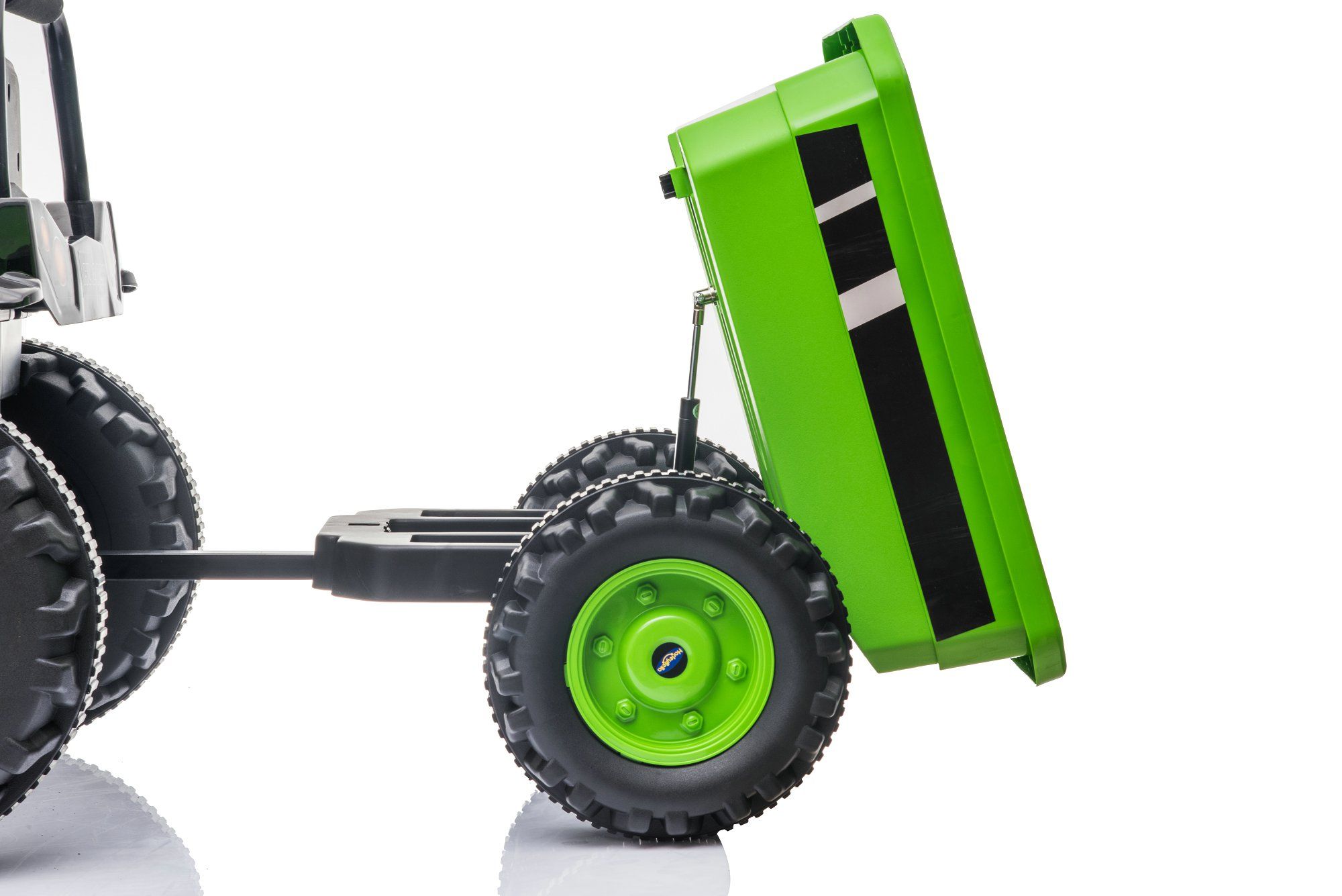 Детский электромобиль трактор с ковшом и прицепом (зеленый, 2WD, EVA) - HL389-LUX-GREEN-TRAILER
