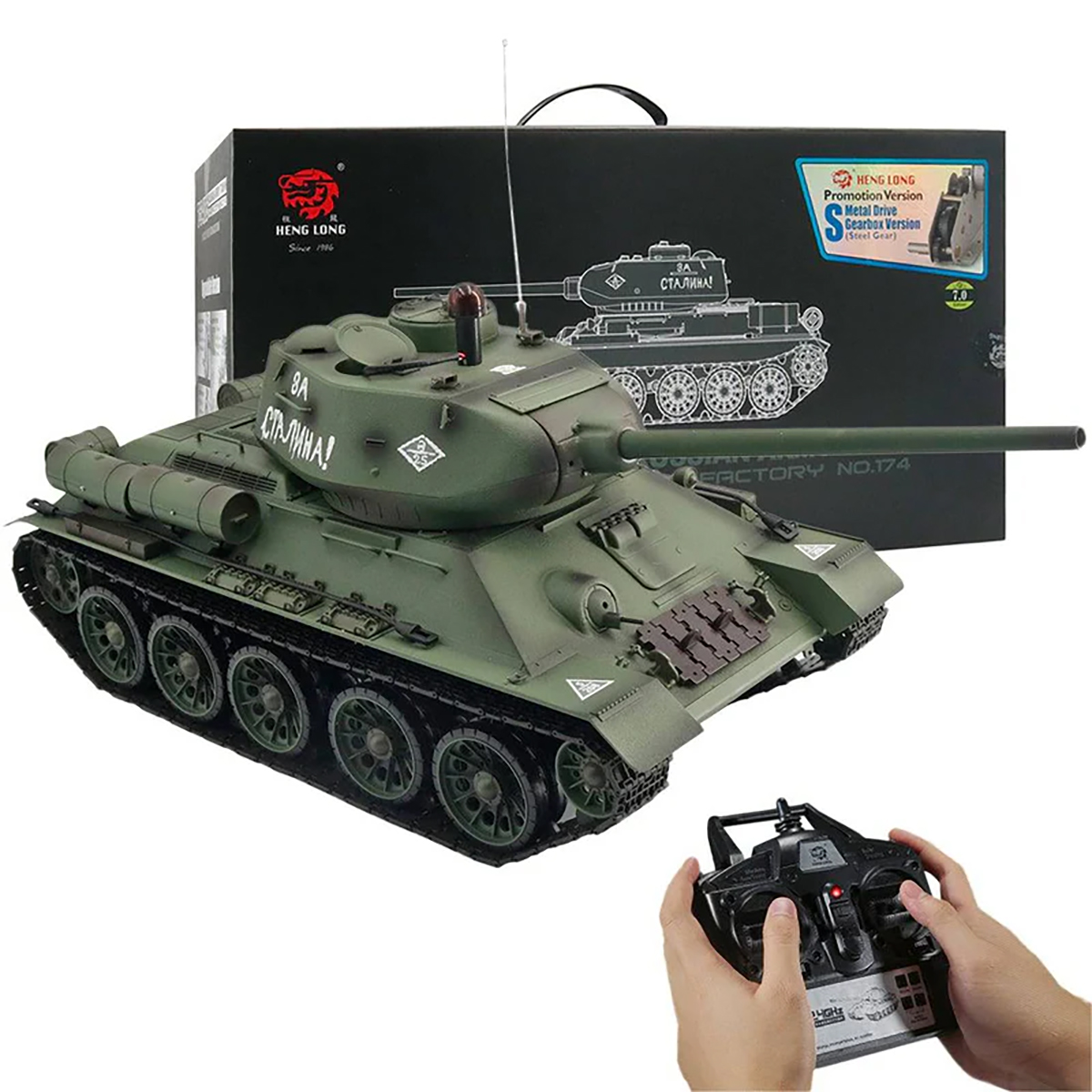 Радиоуправляемый танк Heng Long T-34 S version V7.0 масштаб 1:16 2.4G - 3909-1-Upg-V7