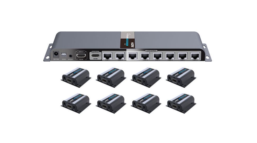 Lenkeng LKV718PRO HDbitT 40m HDMI spliter-разветвитель 1x8 с передачей сигала по витой паре