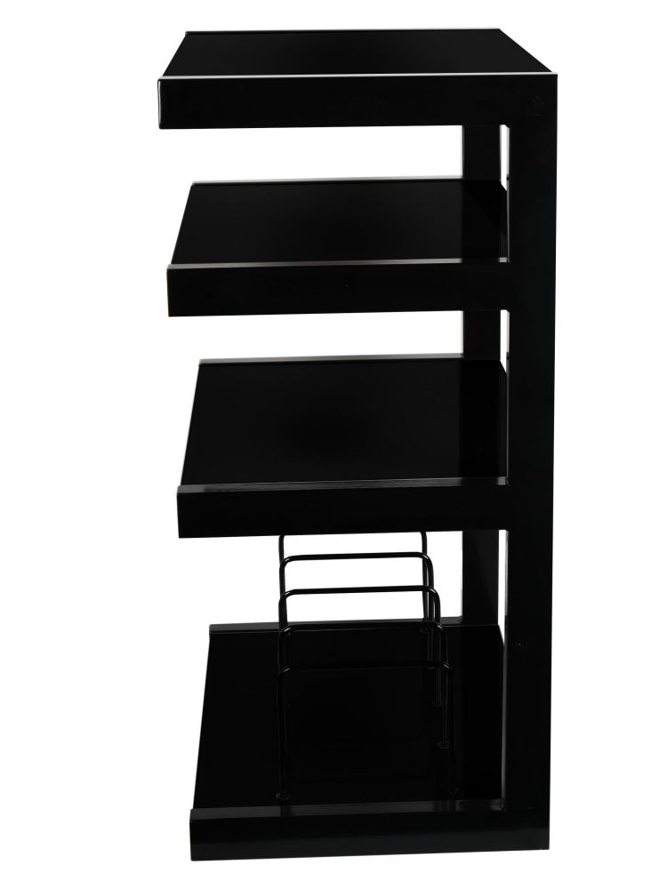 NorStone Esse Hifi VInyl Black стойка под Hi-Fi аппаратуру, черное стекло, черные стойки, ширина 570/510 мм