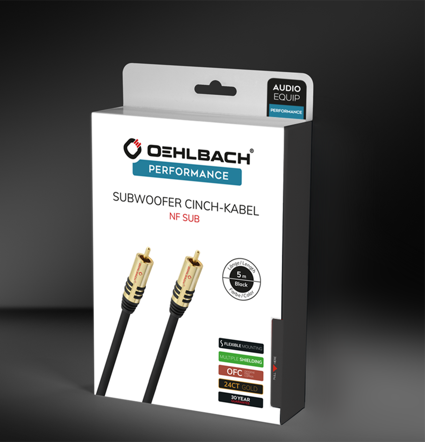 Oehlbach PERFORMANCE NF Sub-cable cinch/cinch 10m mono black Сабвуферный кабель D1C21540