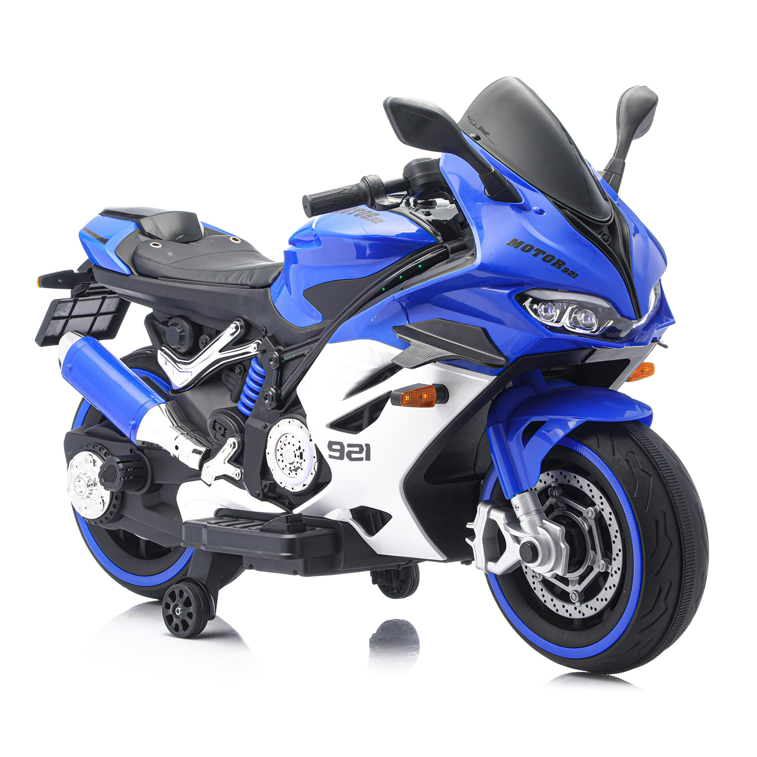 Детский электромотоцикл Ducati (12V, EVA, ручка газа, спидометр) - FT-921-BLUE-WHITE