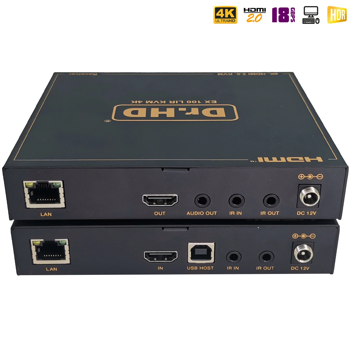 HDMI удлинитель по витой паре и IP / Dr.HD EX 100 LIR KVM 4K