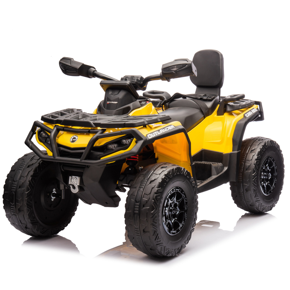 Детский квадроцикл двухместный BRP Can-Am Outlander (24V, полный привод, желтый) - DK-CA005-YELLOW