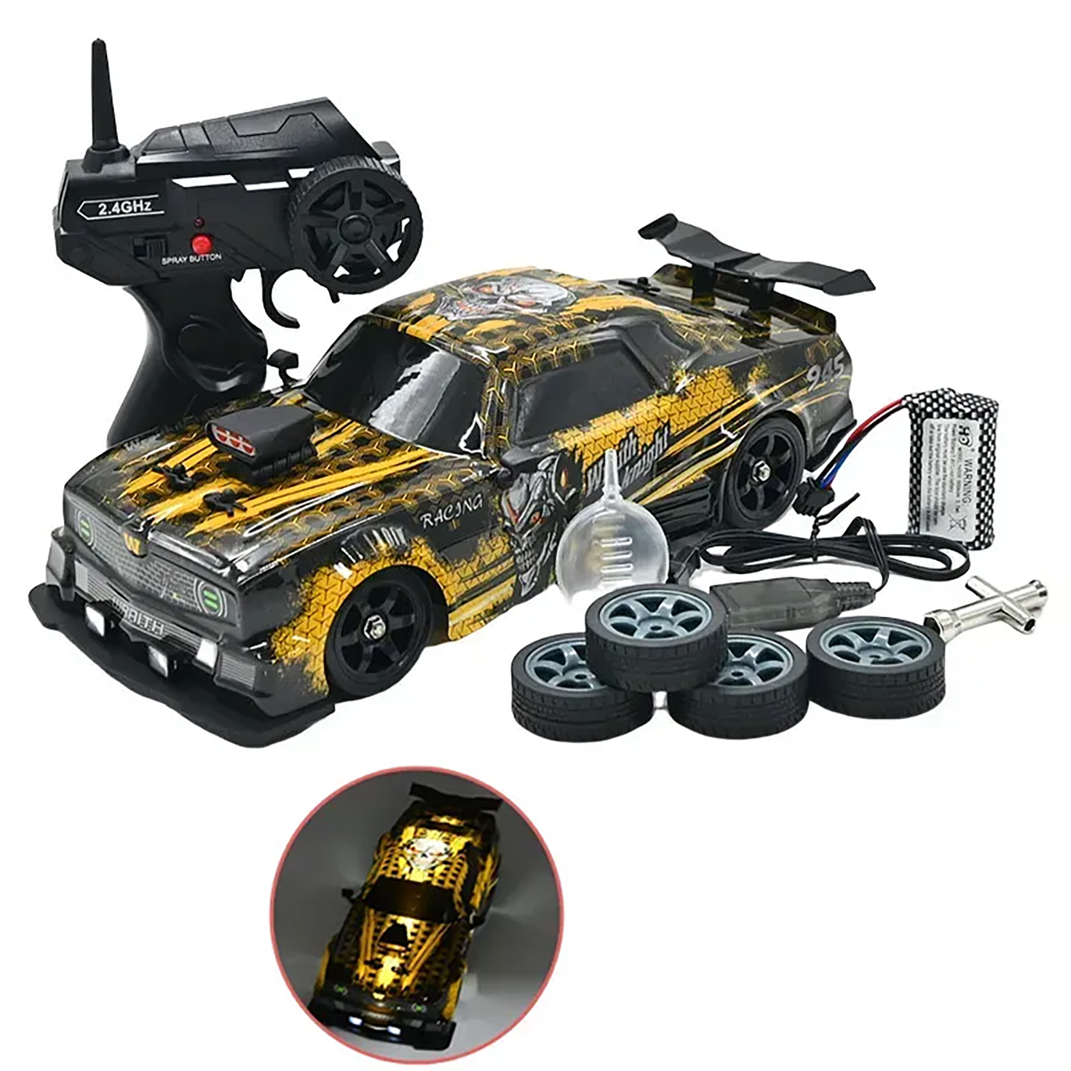 Радиоуправляемая машина для дрифта HB Ford Mustang (4WD, свет, пар, акб, 1:16) - SC16A17