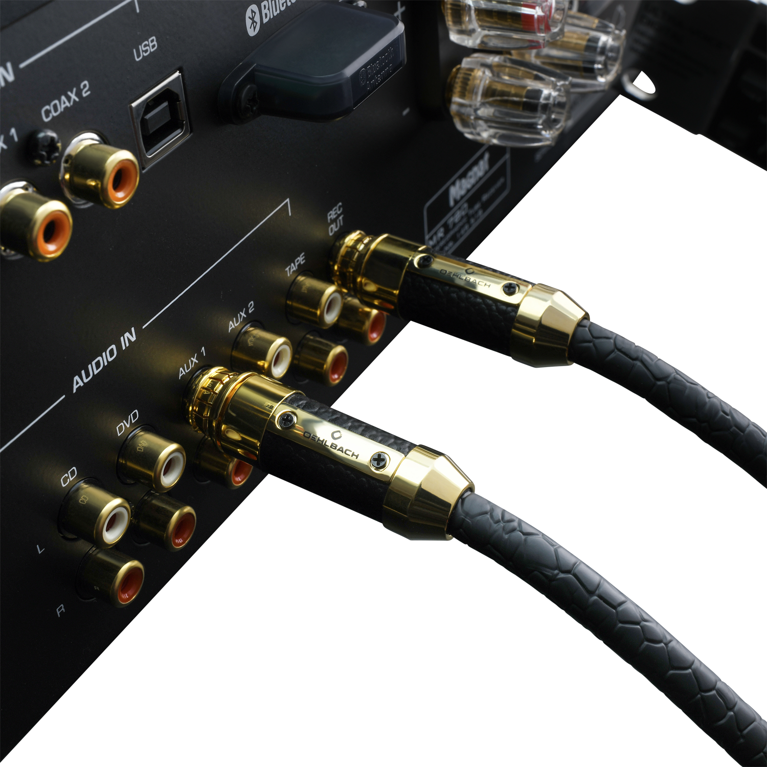 Oehlbach STATE OF THE ART XXL Black Connection Cable RCA, 2x2m gold Комплект аудиокабелей Brilliant NF с разъемом RCA D1C13836